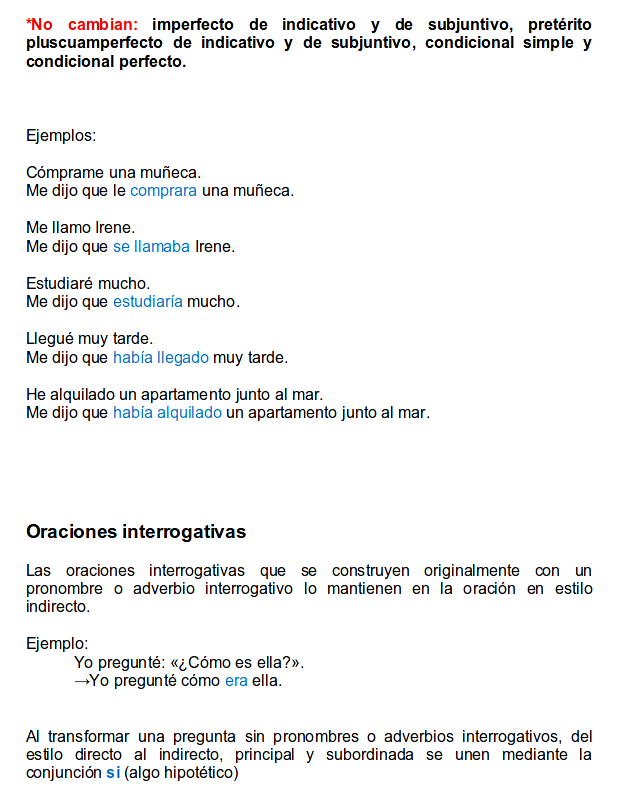 indirect style in spanish part 5