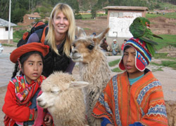 Traveler in Peru with children